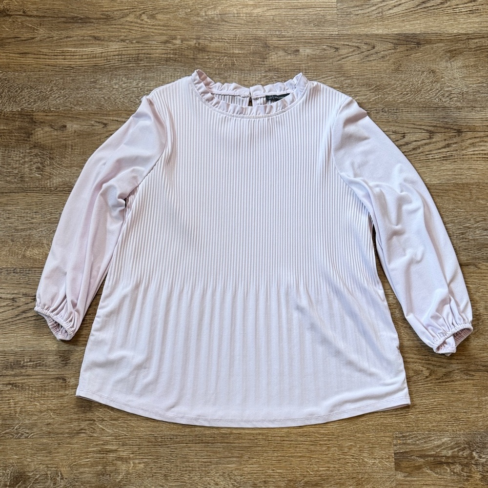Adrianna Papell Soft Pink Pleated Blouse